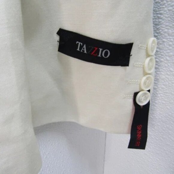 NEW TAZZIO Mens Smooth Twill Suit Jacket and Pant Set Size 46 Slim Ivory - Picture 12 of 12
